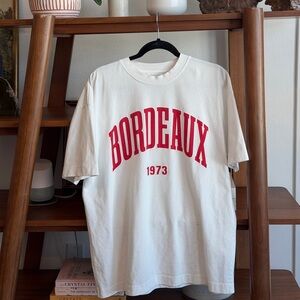 Top shop White T-Shirt with Red Bordeaux Print